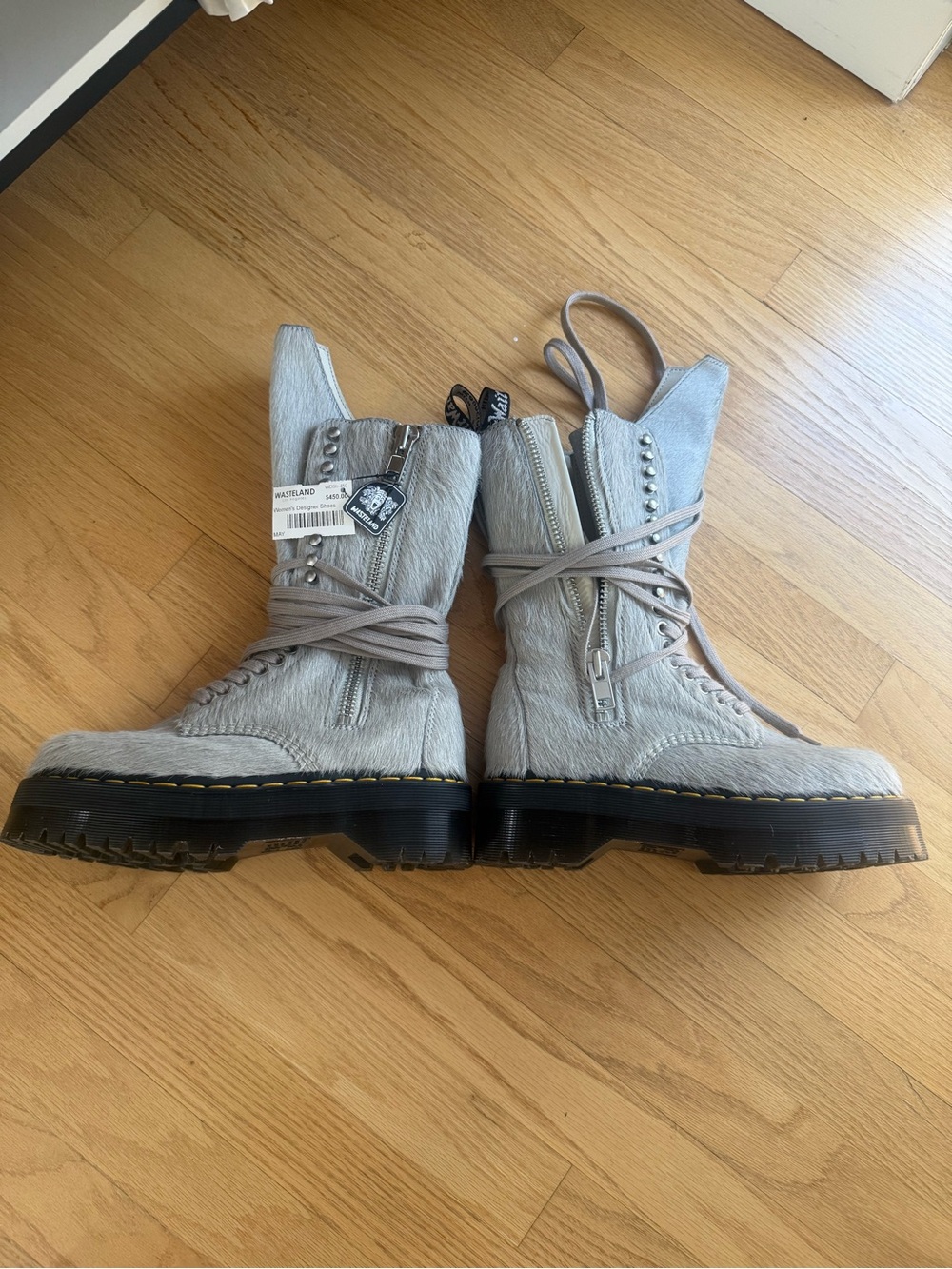 1918 Rick Owens Hair On Lace Up Platform Boots - Picture 4 of 8